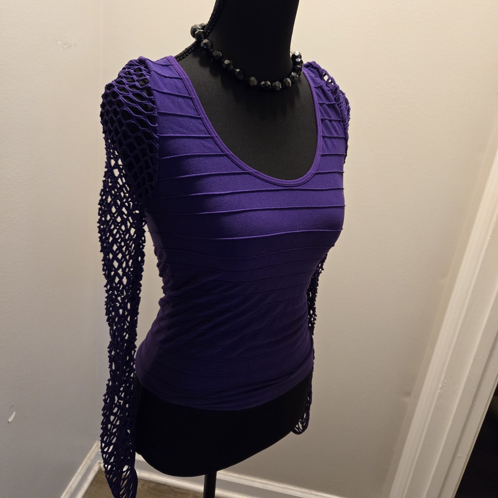 Soho Girls Purple Ribbed Long Sleeve Fitted Blouse